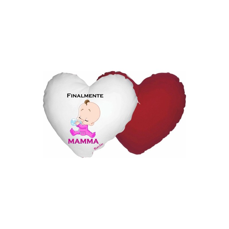 cuscino forma cuore scritta finalmente mamma regalo compleanno festa bambina