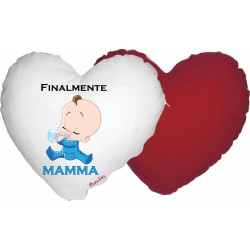 cuscino forma cuore scritta finalmente mamma regalo compleanno festa bambino