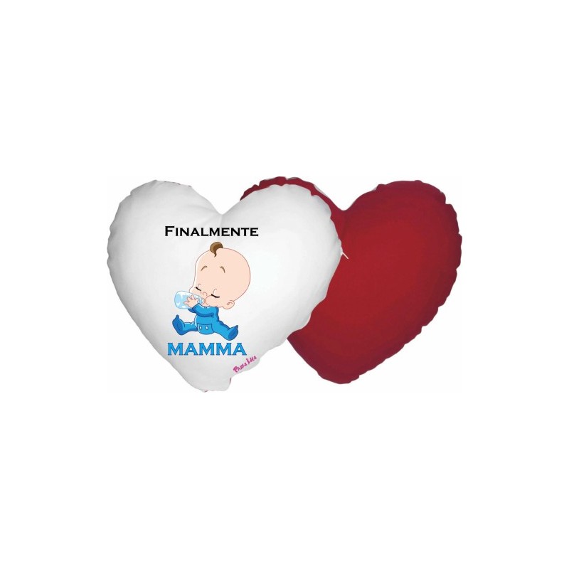 cuscino forma cuore scritta finalmente mamma regalo compleanno festa bambino