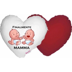 cuscino forma cuore scritta finalmente mamma regalo compleanno festa gemelli
