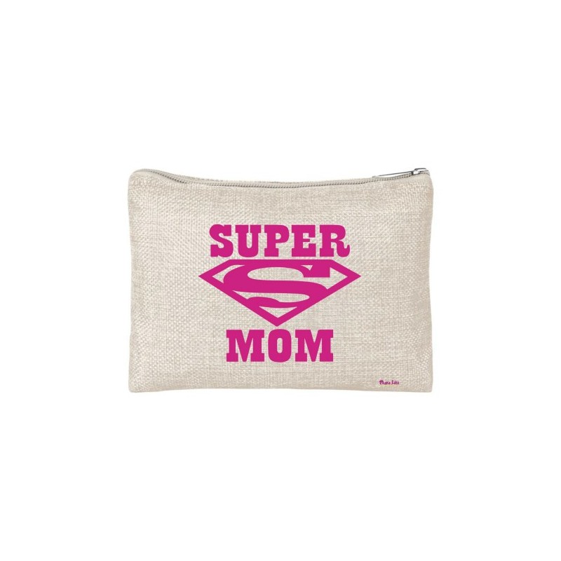 pochette bustina porta oggetti scritta super mom festa mamma regalo compleanno