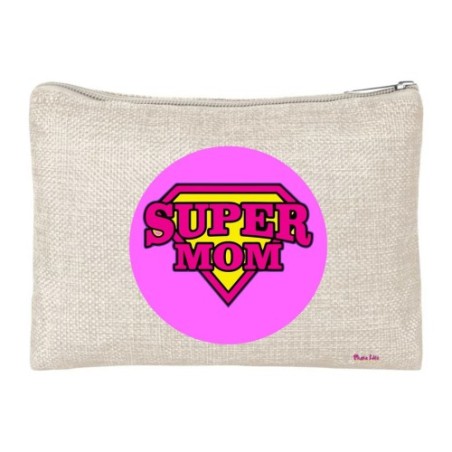pochette bustina porta oggetti scritta super mom festa mamma regalo compleanno