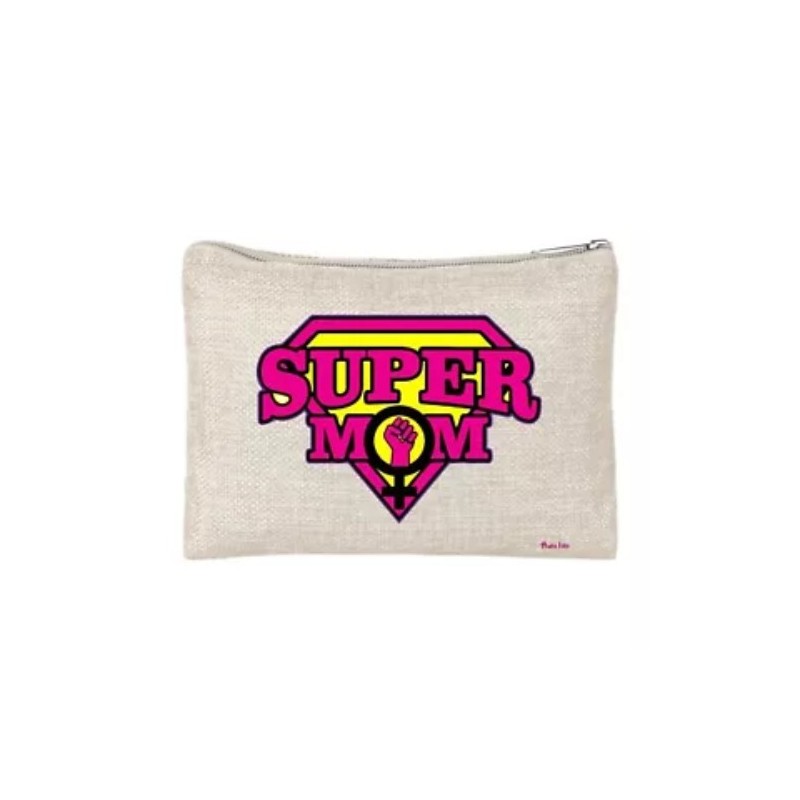 pochette bustina porta oggetti scritta super mom festa mamma regalo compleanno
