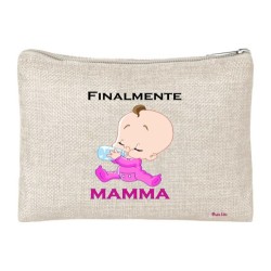 pochette porta oggetti scritta finalmente mamma festa compleanno regalo femmina