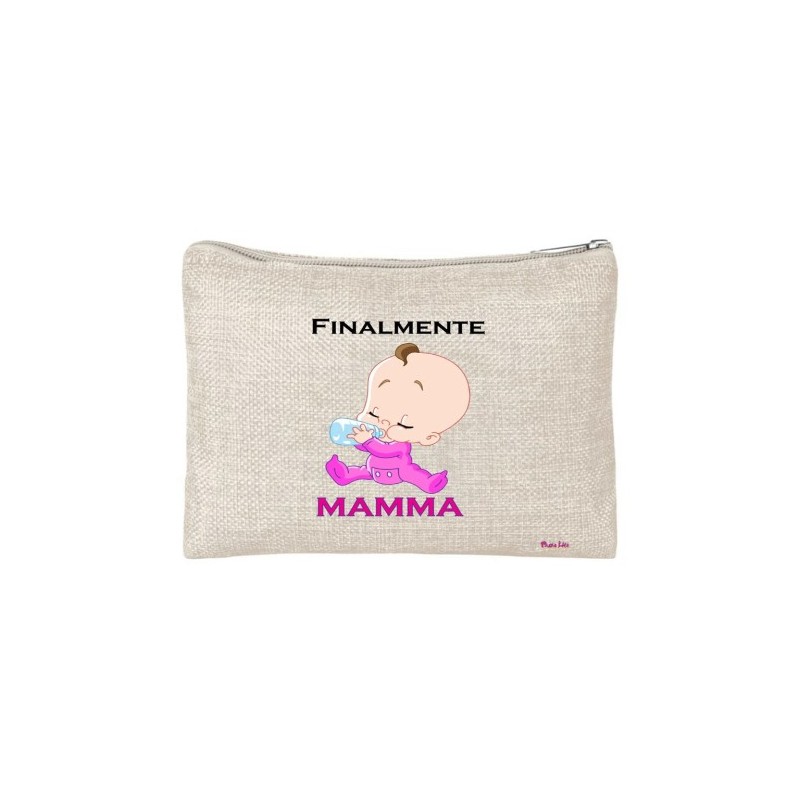 pochette porta oggetti scritta finalmente mamma festa compleanno regalo femmina