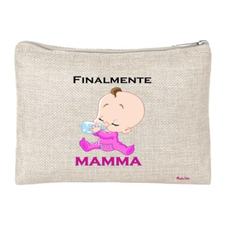 pochette porta oggetti scritta finalmente mamma festa compleanno regalo femmina