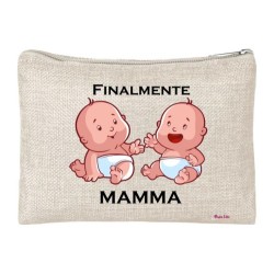 pochette porta oggetti scritta finalmente mamma festa compleanno regalo gemelli