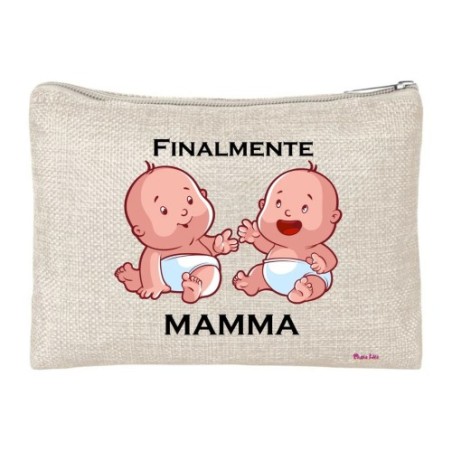 pochette porta oggetti scritta finalmente mamma festa compleanno regalo gemelli