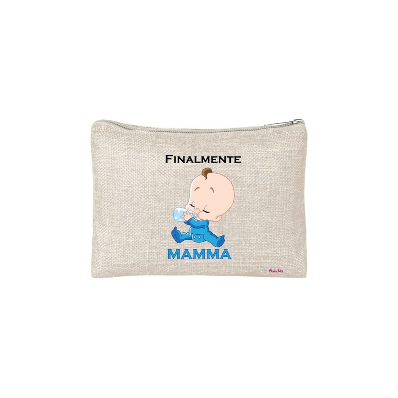 pochette porta oggetti scritta finalmente mamma festa compleanno regalo maschio