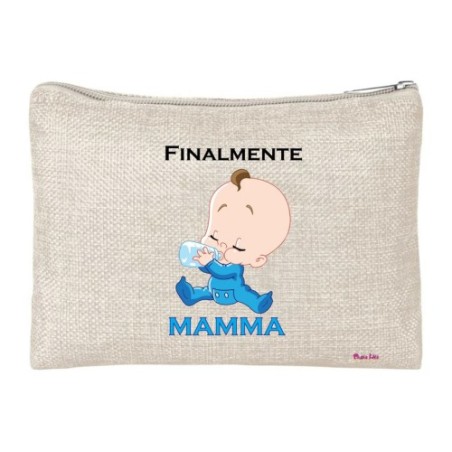 pochette porta oggetti scritta finalmente mamma festa compleanno regalo maschio