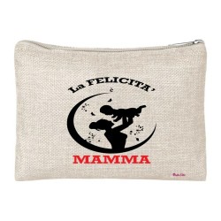 pochette porta oggetti scritta la felicita' e mamma festa compleanno regalo