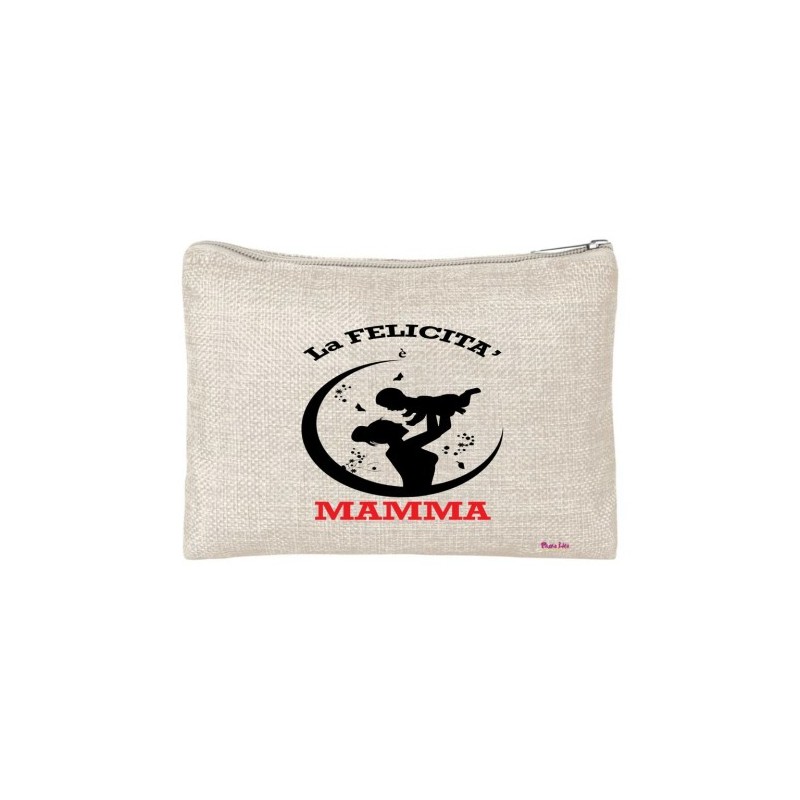 pochette porta oggetti scritta la felicita' e mamma festa compleanno regalo