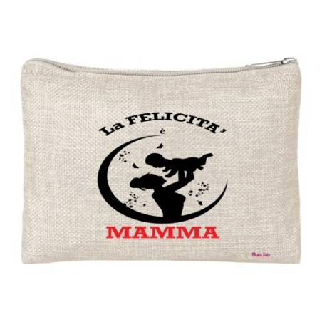 pochette porta oggetti scritta la felicita' e mamma festa compleanno regalo