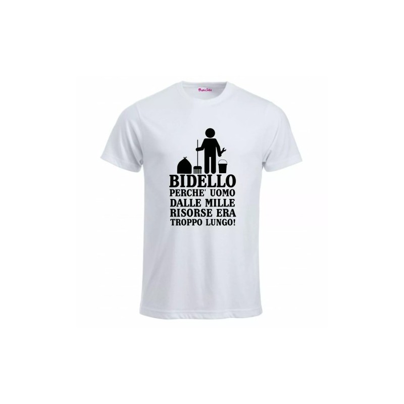 t-shirt bianca uomo scritta bidello uomo delle mille risorse scuola regalo