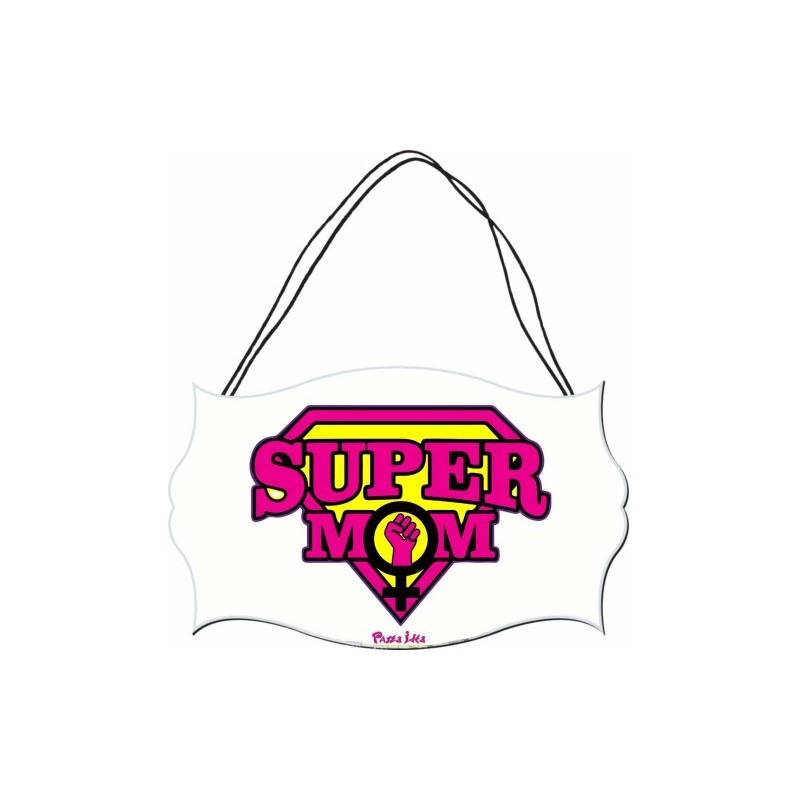 targa targhetta legno mdf 10,4X 16,9 super mom festa della mamma compleanno