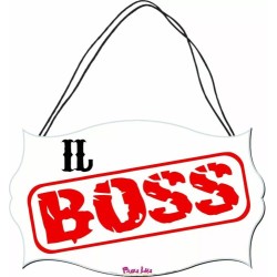 targa targhetta legno mdf scritta il boss regalo scherzo compleanno uomo donna