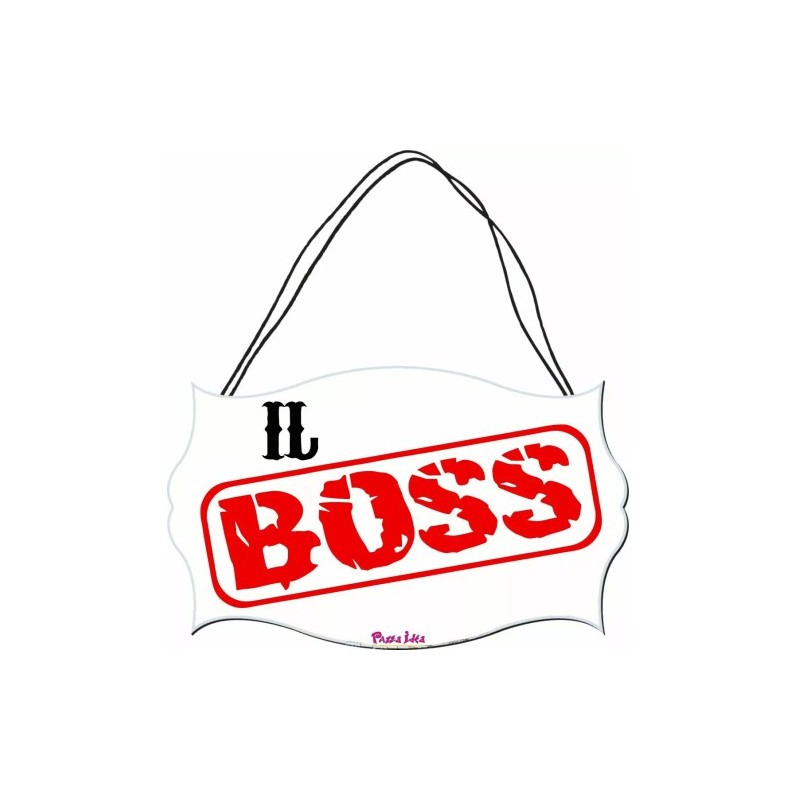 targa targhetta legno mdf scritta il boss regalo scherzo compleanno uomo donna