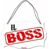 targa targhetta legno mdf scritta il boss regalo scherzo compleanno uomo donna