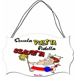 targa targhetta legno mdf scritta scuola pulita bidella esaurita regalo