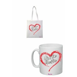 tazza 8x10 + borsa poliestere 36x40 scritta grazie maestra scuola regalo