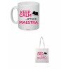 tazza 8x10 e borsa poliestere 36x40 scritta keep calm arriva la maestra scuola