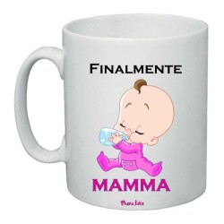 tazza 8x10 scritta finalmente mamma regalo festa compleanno nascita bambina
