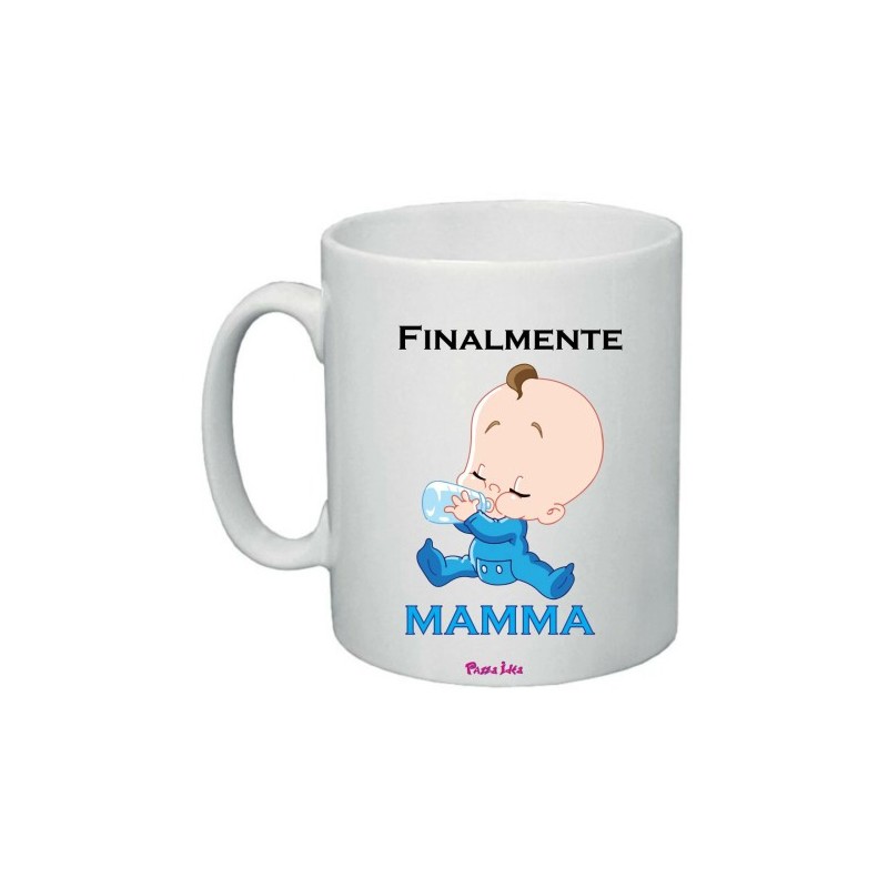 tazza 8x10 scritta finalmente mamma regalo festa compleanno nascita bambino