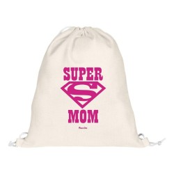 zaino 36x40 beige chiaro scritta super mom festa della mamma compleanno