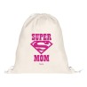 zaino 36x40 beige chiaro scritta super mom festa della mamma compleanno