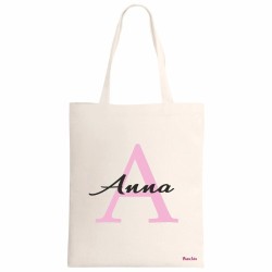 borsa ecru 34x39 scritta nome anna iniziale a idea regalo compleanno