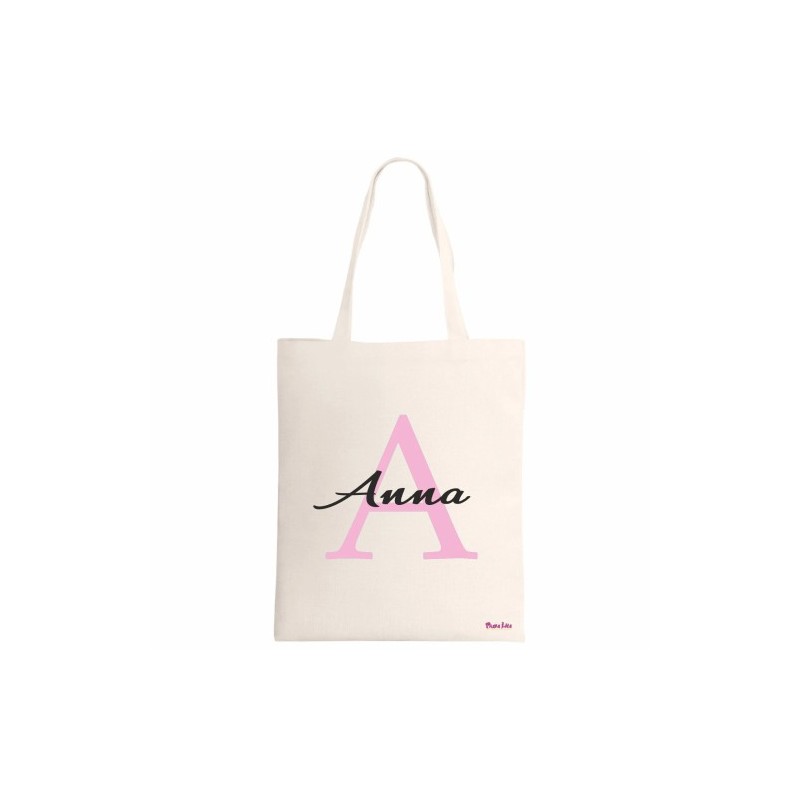 borsa ecru 34x39 scritta nome anna iniziale a idea regalo compleanno