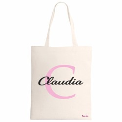 borsa ecru 34x39 scritta nome claudia iniziale c idea regalo compleanno