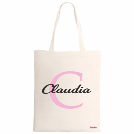 borsa ecru 34x39 scritta nome claudia iniziale c idea regalo compleanno