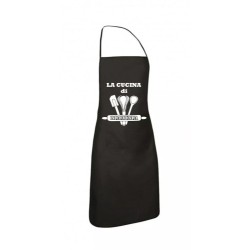 grembiule cotone nero con tasca scritta la cucina di mamma regalo compleanno