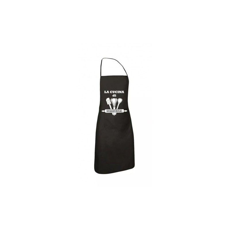 grembiule cotone nero con tasca scritta la cucina di mamma regalo compleanno