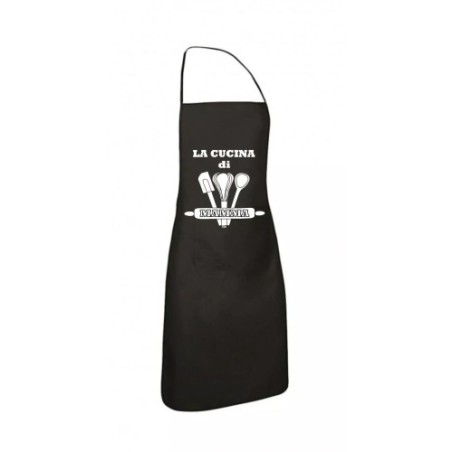 grembiule cotone nero con tasca scritta la cucina di mamma regalo compleanno