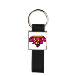 portachiave pelle nero metallo scritta super mom festa mamma regalo compleanno
