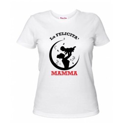 t-shirt donna bianca scritta la felicita e mamma festa regalo compleanno