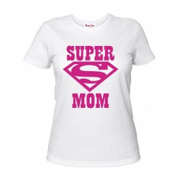 t-shirt donna bianca scritta super mom festa della mamma regalo compleanno