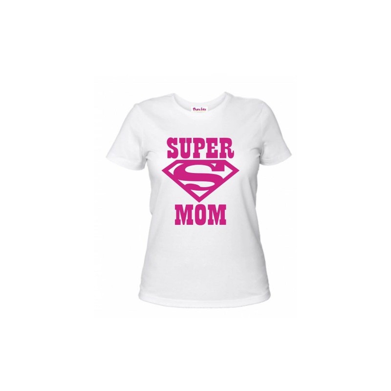 t-shirt donna bianca scritta super mom festa della mamma regalo compleanno