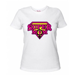 t-shirt donna bianca scritta super mom festa della mamma regalo compleanno