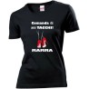 t-shirt donna nera scritta comanda chi porta i tacchi mamma festa regalo