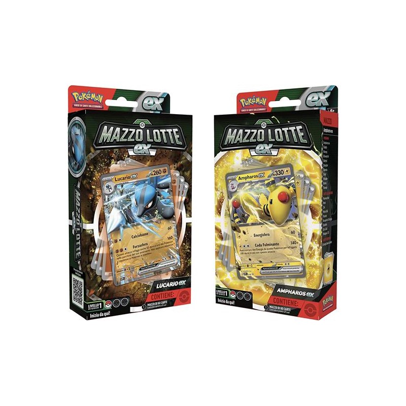 POKEMON MAZZO LOTTE LUCARIO EX o a scelta AMPHAROS EX 60 carte in Italiano Scarlatto e Violetto