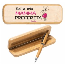 Penna con scatola in legno con stampa sei la mia mamma preferita festa della mamma