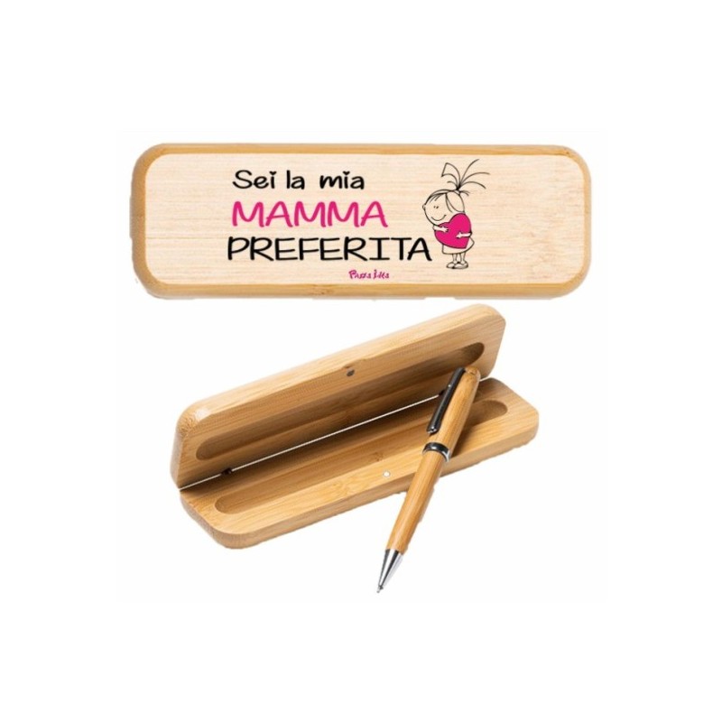 Penna con scatola in legno con stampa sei la mia mamma preferita festa della mamma
