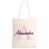 borsa ecru 34x39 scritta nome Alessandra iniziale A idea regalo compleanno