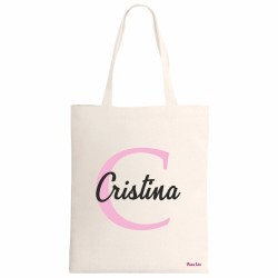 borsa ecru 34x39 scritta nome Cristina iniziale C idea regalo compleanno
