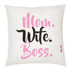 cuscino 40x40 scritta mom wite boss idea regalo festa della mamma compleanno