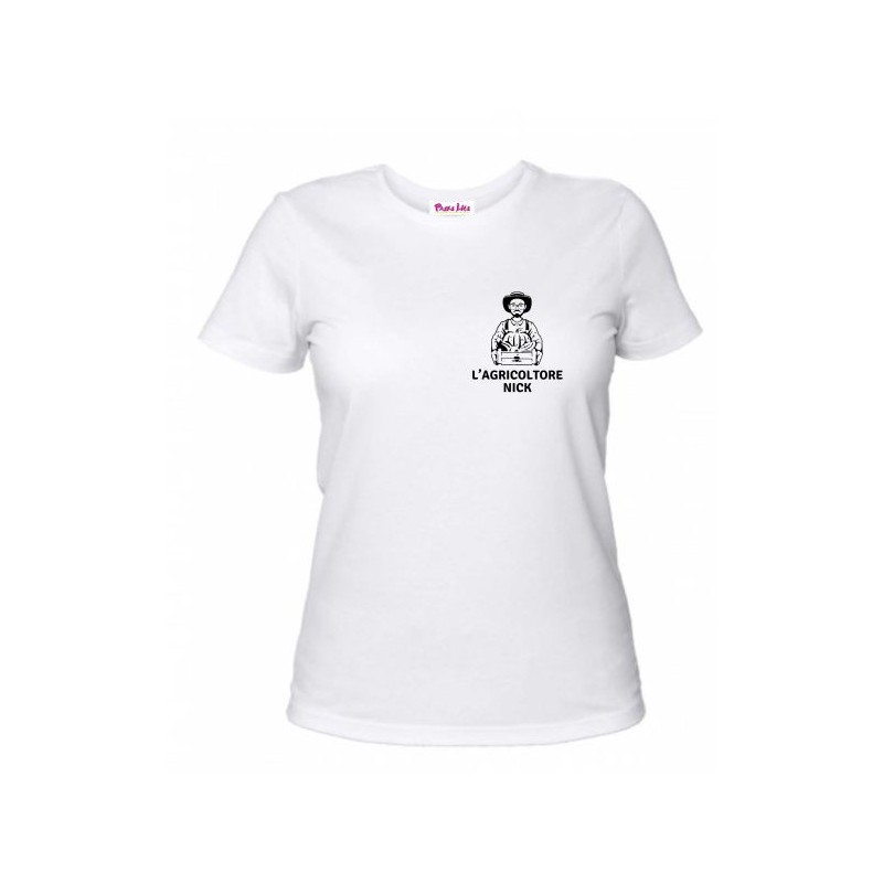 T-shirt donna in cotone con stampa Agricoltore Nick