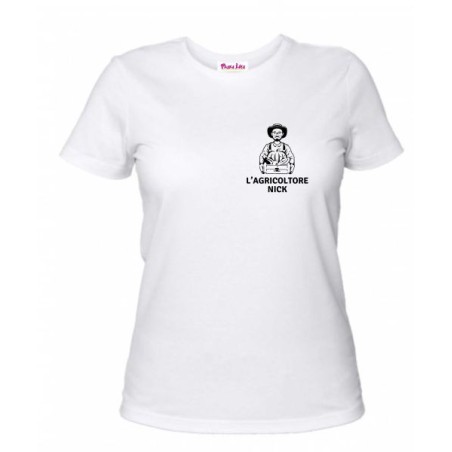 T-shirt donna in cotone con stampa Agricoltore Nick